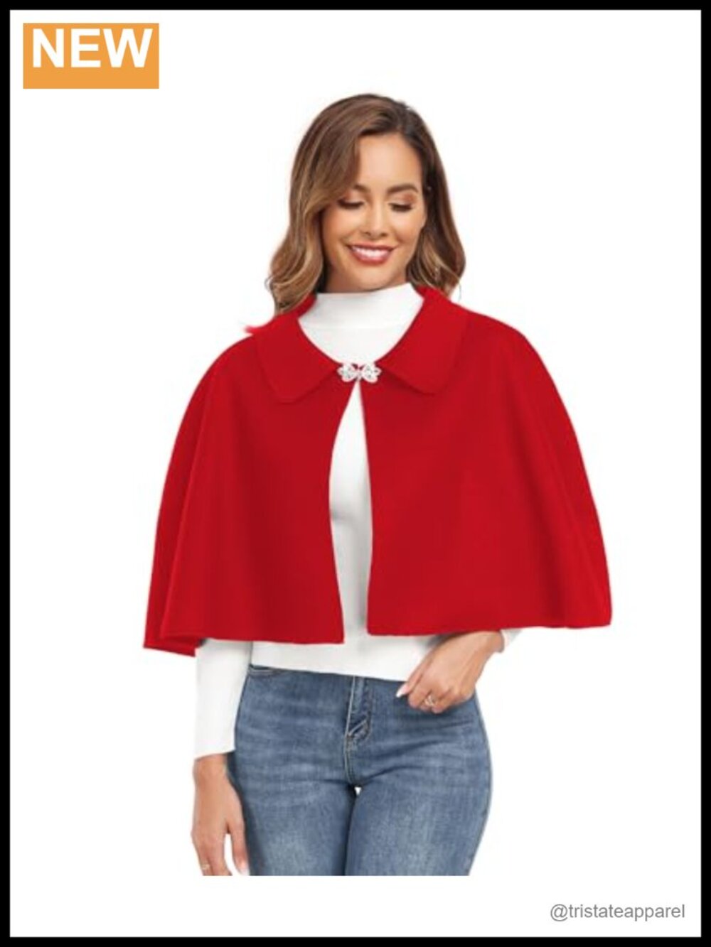 Wool Blend Capelet Shawl Button Front Warm Poncho Wrap Fall Winter